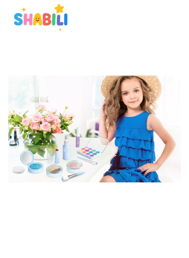 SHABILI 11-Piece Pretend Makeup Kit for Girls Ages 3-5, ABS Plastic Makeup Toys With Mirror Palette Lipstick and Spray Bottle for Family Dress Up Games, Birthday Party Home Play Gift With No Real Cosmetics - Image 5